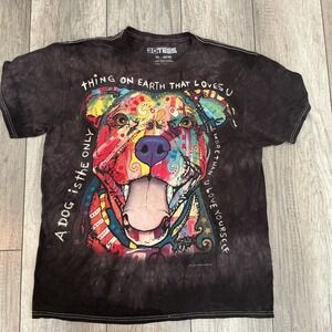 3D TEE Pitbull‎ Dog Graphic Tee XL Tie Dye Rainbow Colors Quote 46/48 T Shirt